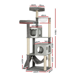 Cat Tree 178cm | Tower Scratching Post Scratcher Wood Bed Condo House Wooden Ladder