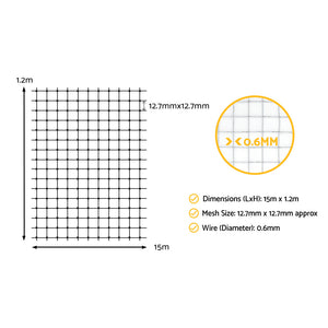 i.Pet Poultry Chicken Fence Pet Netting Wire Mesh Roll Duck Goose Coop 15Mx120CM