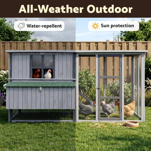 Chicken Coop | 219cm Outdoor Rabbit Hutch & Poultry Enclosure