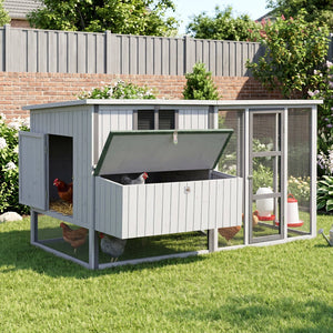 Chicken Coop | 219cm Outdoor Rabbit Hutch & Poultry Enclosure