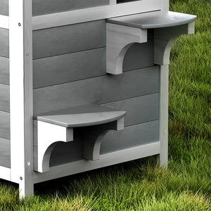 Cat House Outdoor Shelter | 56cm x 52cm x 82cm Rabbit Hutch Wooden Condo Small Dog Pet Enclosure