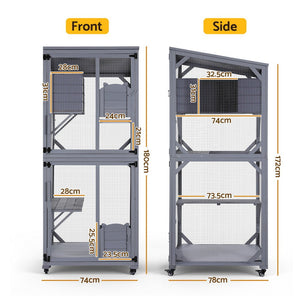 Wooden Pet House | 180cm | Cat Condo / Rabbit Hutch | Small Dog Enclosure