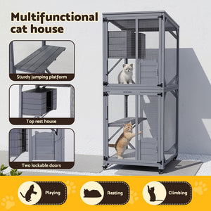 Wooden Pet House | 180cm | Cat Condo / Rabbit Hutch | Small Dog Enclosure