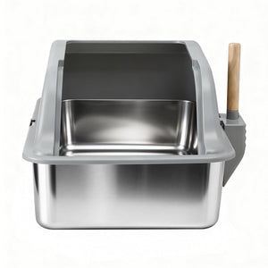 Cat Litter Box | Stainless Steel | Semi Enclosed | Large | Grey