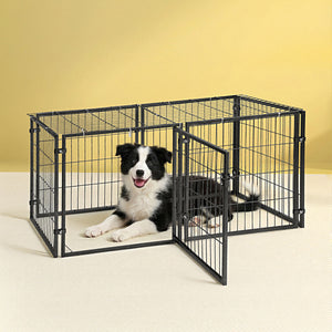 Large Dog Crate Playpen | 129cm | Puppy Pen Enclosure | Black
