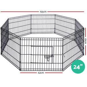 24" 8 Panel Dog Playpen | Pet Fence Exercise Cage Enclosure Play Pen