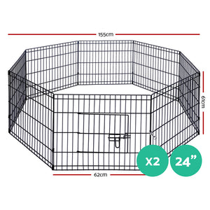 2x24" 8 Panel Dog Playpen | Pet Fence Exercise Cage Enclosure Play Pen
