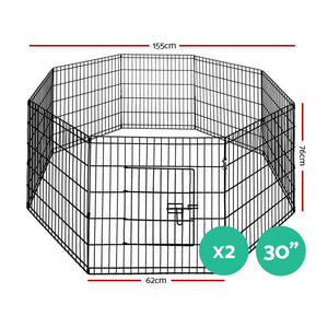 2x30" 8 Panel Dog Playpen | Pet Fence Exercise Cage Enclosure Play Pen