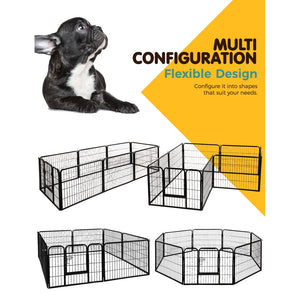 24" 8 Panel Dog Playpen | Pet Exercise Cage Enclosure Fence Play Pen