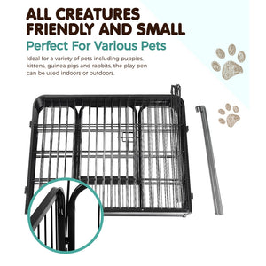 24" 8 Panel Dog Playpen | Pet Exercise Cage Enclosure Fence Play Pen