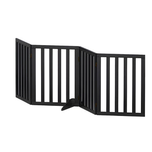 i.Pet Dog Gate Playpen Enclosure 4 Panels Pet Door Fence Wooden Play Pen Stair
