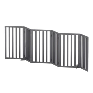 i.Pet Dog Gate Playpen Enclosure 6 Panels Pet Door Fence Wooden Play Pen Stair