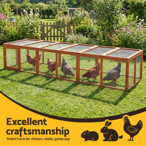 Wooden Chicken Coop | Large Outdoor Rabbit Hutch | Brown