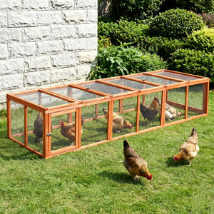 Wooden Chicken Coop | Large Outdoor Rabbit Hutch | Brown