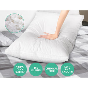 Bedding | Duck Feather Down Pillow | Luxury | Twin Pack