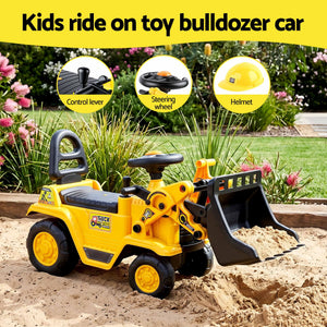 Kids Ride On Bulldozer Toy | Digger with Helmet | Yellow