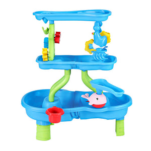 Keezi Sand & Water Table | 4-Tier | Kids Waterfall Sandpit Toy Set | Beach Shovel