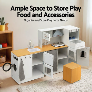 Kitchen Playset | 2-Piece | Wooden Pretend Play Coffee Maker Toy | 80CM White