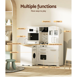 Kitchen Play Set | Wooden Pretend Cooking Toy | Fridge | White