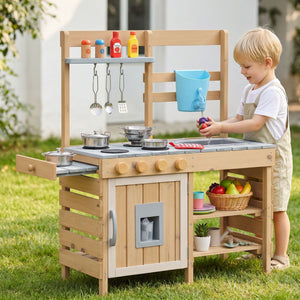 Kids Wooden Play Kitchen | Mud Kitchen Toy Set | 95cm