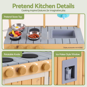 Kids Wooden Play Kitchen | Mud Kitchen Toy Set | 95cm