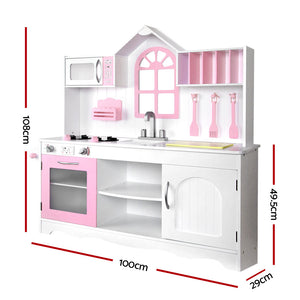 Kitchen Play Set | Wooden Pretend Cooking Toy | Storage Cabinet