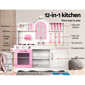 Kitchen Play Set | Wooden Pretend Cooking Toy | Storage Cabinet