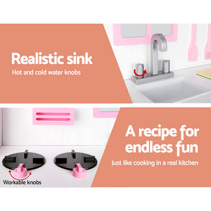 Kitchen Play Set | Wooden Pretend Cooking Toy | Storage Cabinet