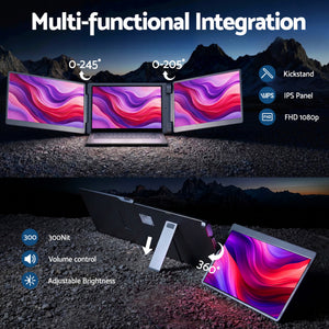 Triple Portable Monitor | 15.6 Inch | FHD IPS | Laptop Screen Extender