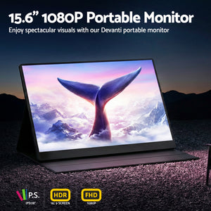 15.6 Inch Portable Monitor | FHD 1080P IPS | USB-C & HDMI | Gaming Display