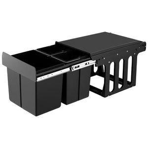 Cefito Pull-Out Bin | Kitchen Rubbish Slide Basket | Triple Slide | 31L | Black