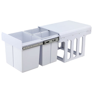 Cefito Pull-Out Bin | Kitchen Rubbish Slide Basket | Triple Slide | 31L | White