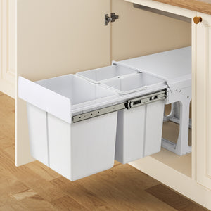 Cefito Pull-Out Bin | Kitchen Rubbish Slide Basket | Triple Slide | 31L | White