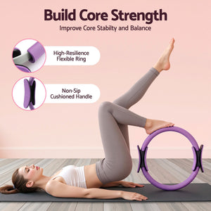Pilates Ring Set | 15 Piece Home Workout Starter Kit | Purple