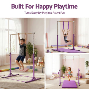 Kids Gymnastics Bar | Adjustable Pull Up Station | Indoor Outdoor