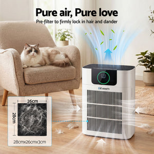Pet Air Purifier | 3 Stage HEPA Cleaner with PM2.5 Display | White