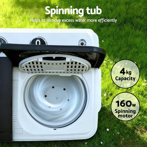 Twin Tub Portable Washer | 7kg | Compact Laundry | White