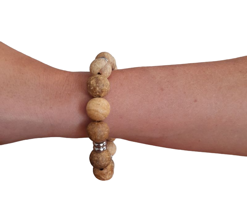 Palo Santo Braclet With Stainless Steel Accent Beads