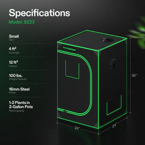 Propagation Grow Tent | 61cm x 61cm x 91cm | 600D Oxford | Lightproof Mylar Lined