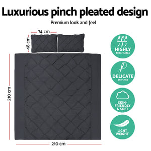 Bedding | Quilt Cover Set | Diamond Pinch Black | Queen