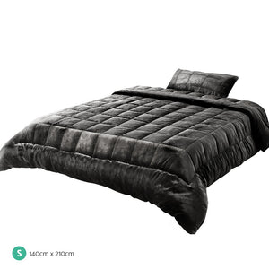 Bedding | Faux Mink Quilt | Charcoal | Single