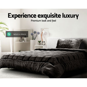 Bedding | Faux Mink Quilt | Charcoal | Single