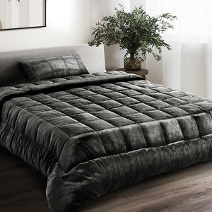 Bedding | Faux Mink Quilt | Charcoal | Single