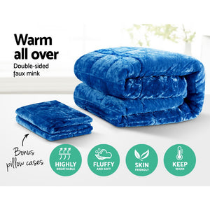 Bedding | Faux Mink Quilt | Blue | Queen