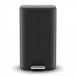 Cefito Kitchen Trash Can 40L Pedal Bins Rubbish Bin Steel with Soft Close Lid, Removable Inner Bucket, Rectangular Garbage Can Recycling Bin, Black