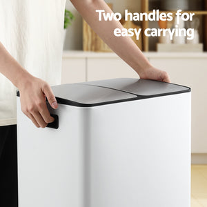 Cefito Pedal Bin | Dual Compartment | Waste & Recycle | 60L | White