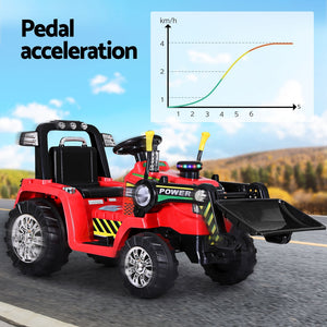 Rigo Kids Electric Ride On Car Bulldozer Digger Loader Remote 6V Red