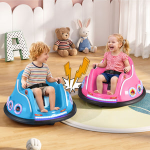 Kids Electric Bumper Car | Remote Control Ride On Toy | Light Blue & Pink