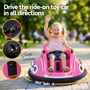 Kids Electric Bumper Car | Remote Control Ride On Toy | Light Blue & Pink