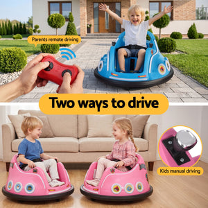 Kids Electric Bumper Car | Remote Control Ride On Toy | Light Blue & Pink